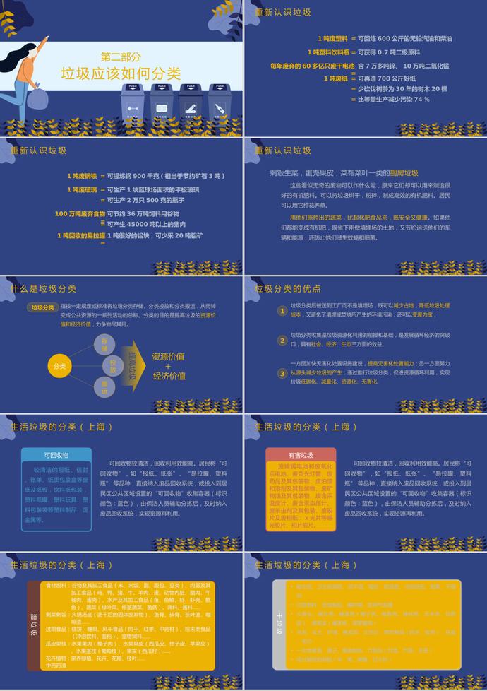 紫蘭簡(jiǎn)約卡通風(fēng)格垃圾分類宣傳PPT模板-1