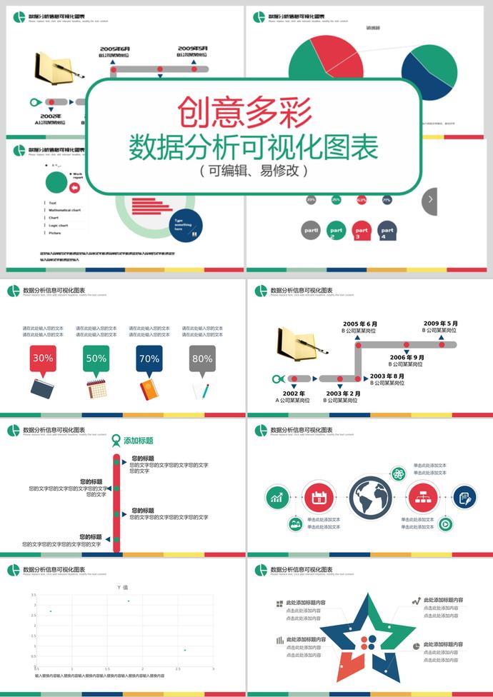 創意多彩數據分析可視化PPT圖表