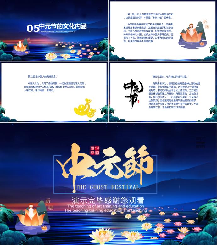 創(chuàng)意唯美中元節(jié)介紹PPT模板-3