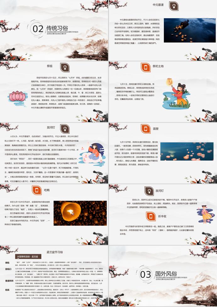 復(fù)古色中國(guó)風(fēng)中元節(jié)主題PPT模板-1