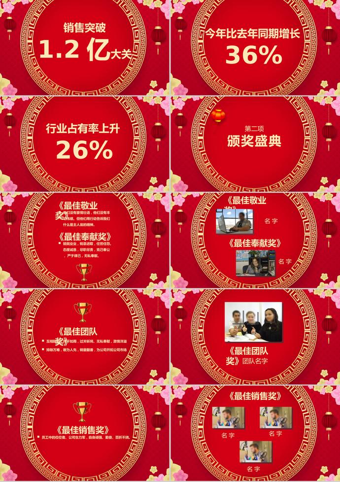 紅色喜慶傳統中國風元旦PPT模板-1