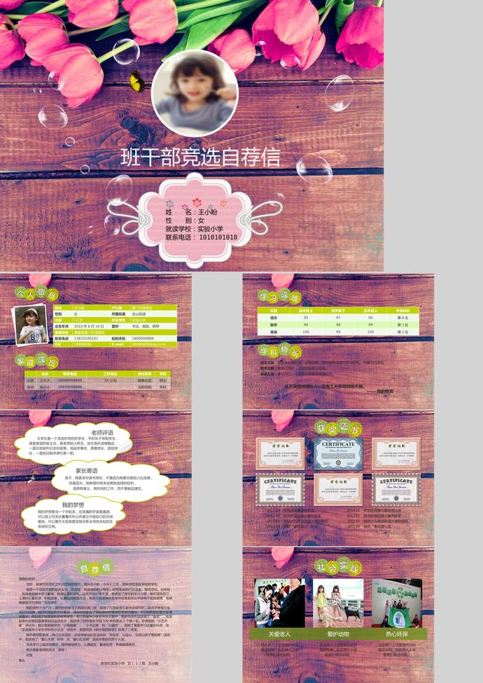 小學生班干部競選自薦信PPT模板