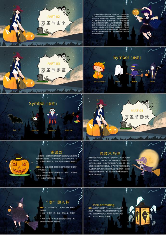 恐怖夜晚萬圣節節日介紹PPT模板-1