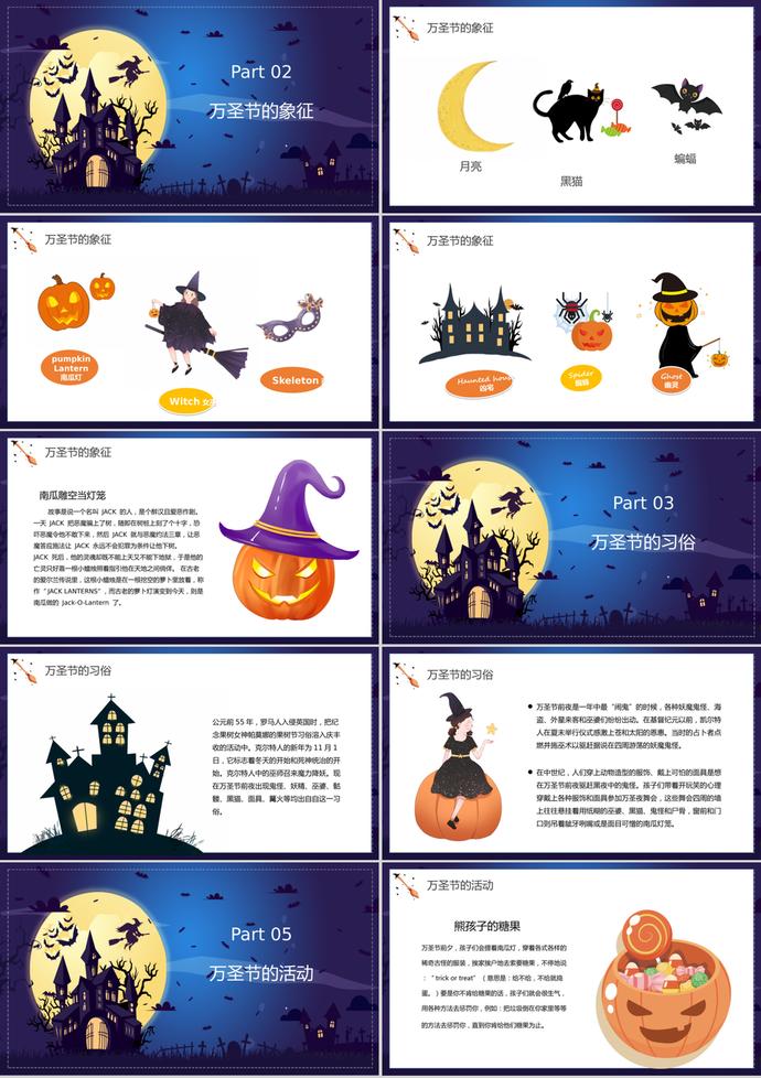 午夜狂歡萬圣節主題班會PPT模板-1