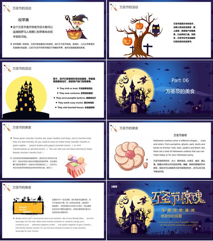 午夜狂歡萬圣節主題班會PPT模板-2