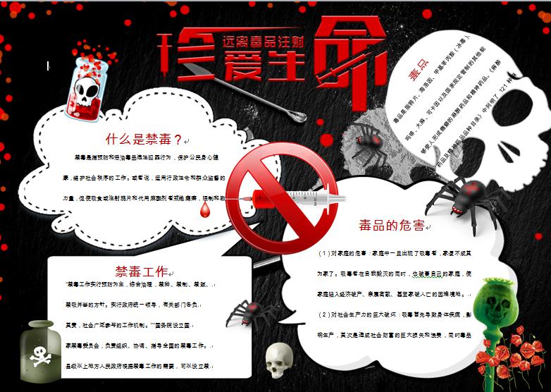 黑色主題禁毒手抄報(bào)