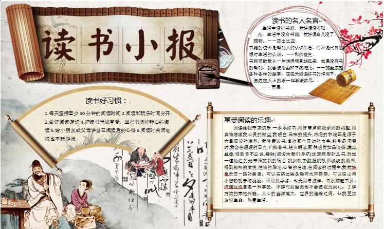 古風(fēng)精美素雅讀書小報
