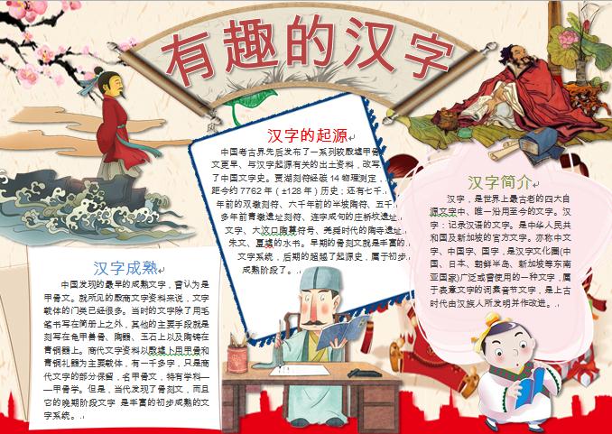 漢字的起源簡介有趣的漢字手抄報