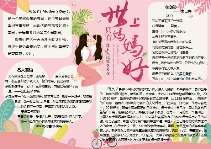 精美卡通母親節小報