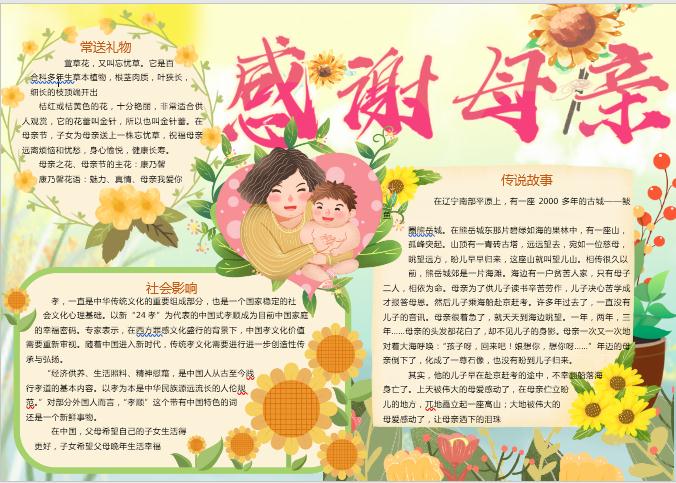 小清新感恩母親節(jié)手抄報
