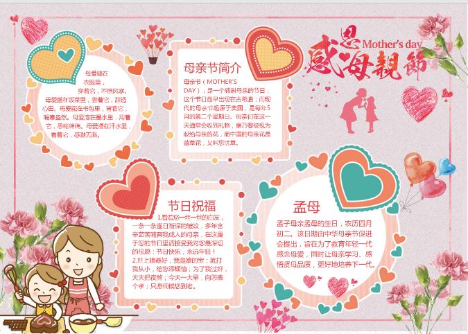 心心精美母親節手抄報