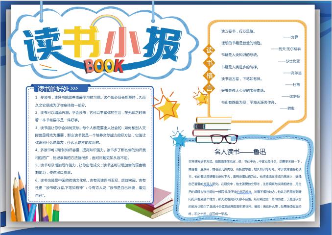 清新簡約讀書小報word小報