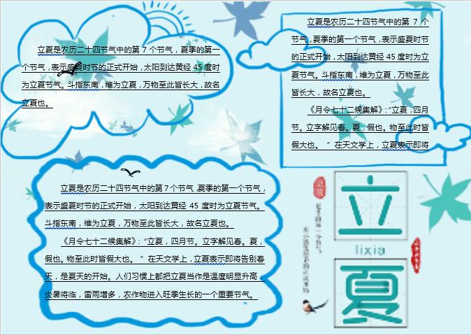 淡藍(lán)色立夏主題小報(bào)Word模板