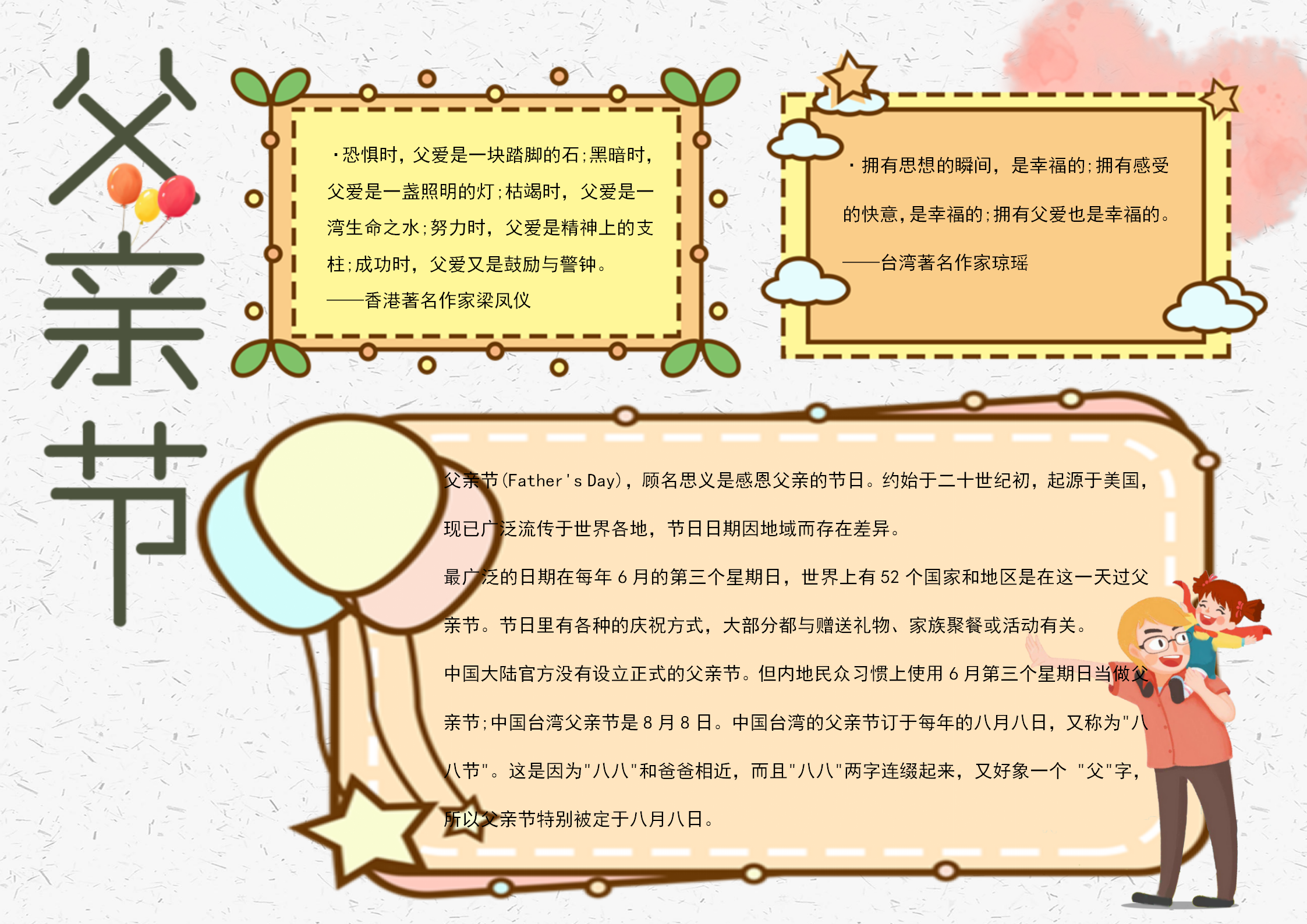 溫馨父親節(jié)手抄報(bào)