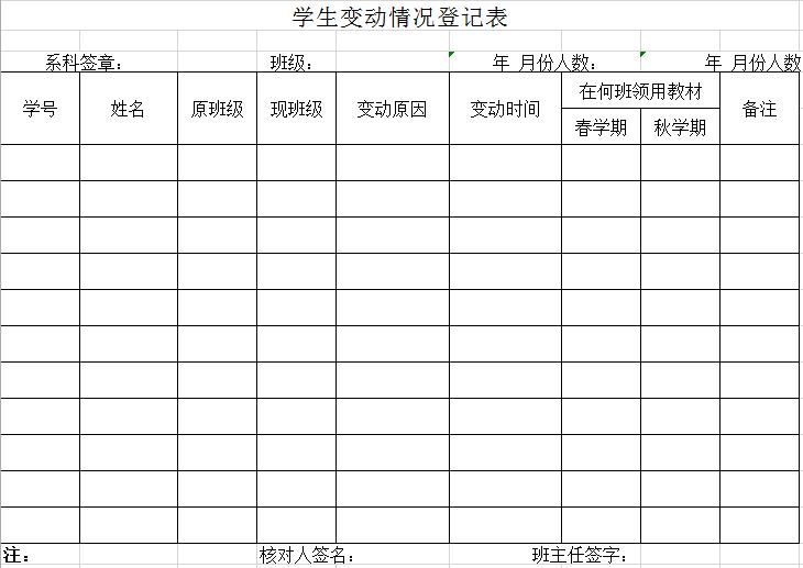 學(xué)生變動(dòng)情況登記表