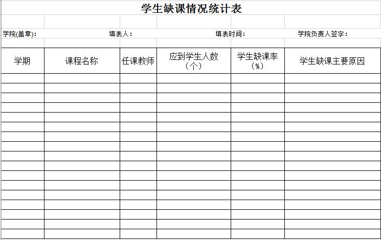 學生缺課情況統計表