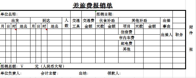 報銷借款單據excel表格模板