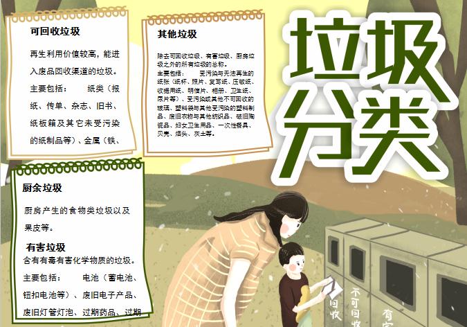 暗色簡約風(fēng)格垃圾分類小報手抄報word模板