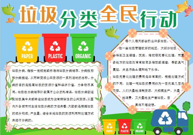 綠色時尚大方風格垃圾分類Word模板