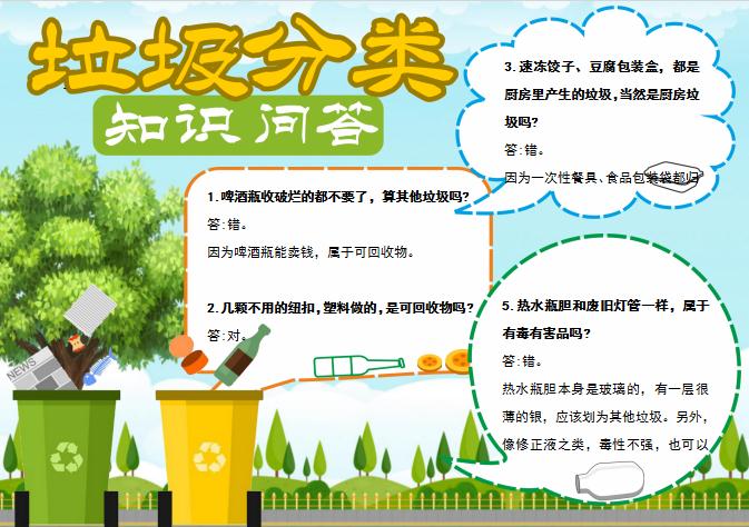 唯美清新風垃圾分類word手抄報