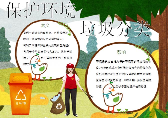 黃綠清新簡約環(huán)境保護(hù)垃圾分類手抄報(bào)模板