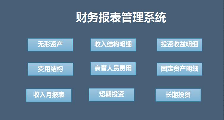 藍色系財務報表管理系統excel表格