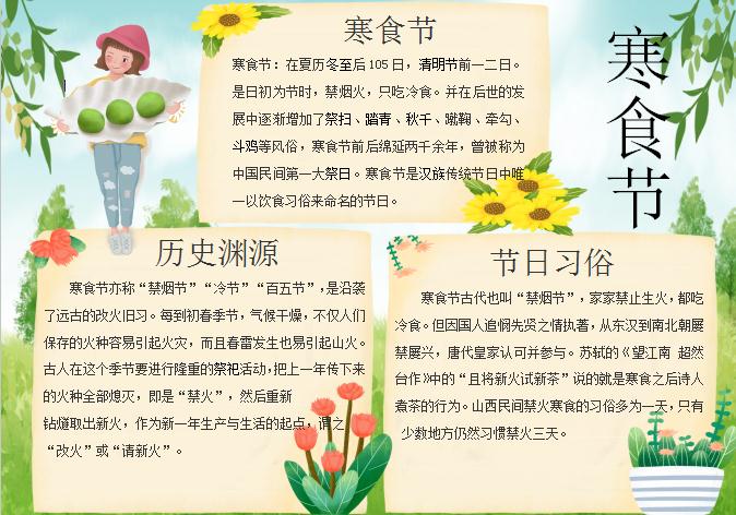 清新寒食節(jié)清明小報Word模板