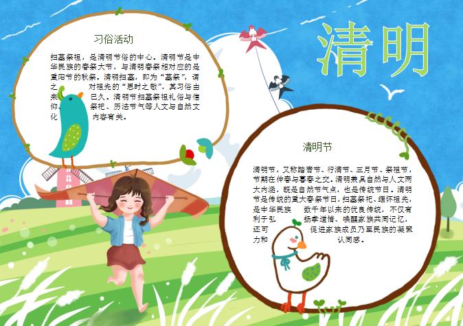 清明節(jié)習俗手抄報Word模板