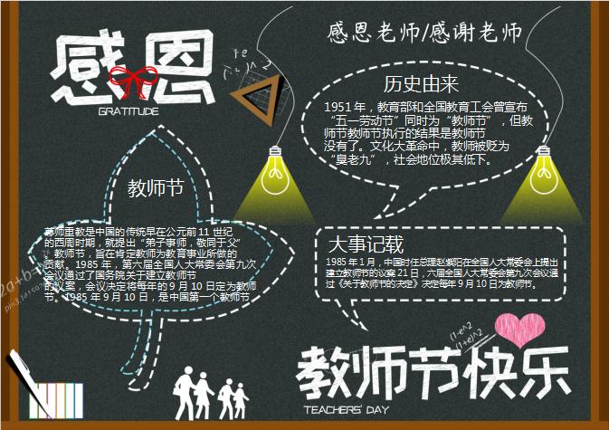 黑板簡潔美觀教師節手抄報Word模板