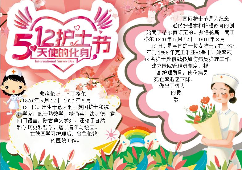 天使的化身護(hù)士節(jié)手抄報(bào)Word模板