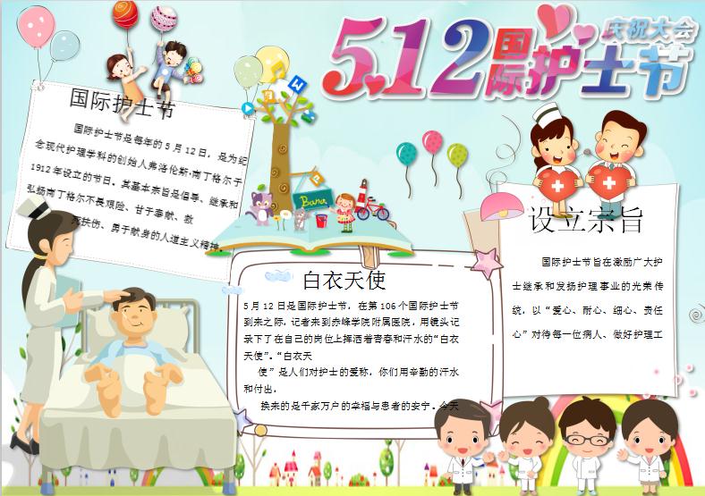 精美512國際護士節手抄報模板