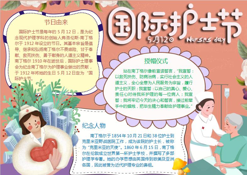 棗紅國際護(hù)士節(jié)手抄報Word模板