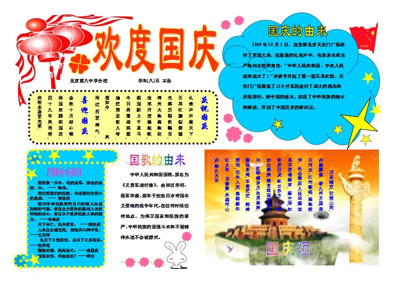 簡約精美國慶節手抄報Word模板