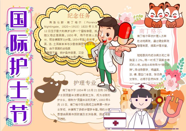 紫蘭色國際護(hù)士節(jié)手抄報Word模板