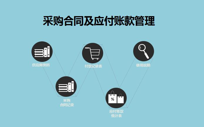 天藍色系采購合同管理系統excel表格模板