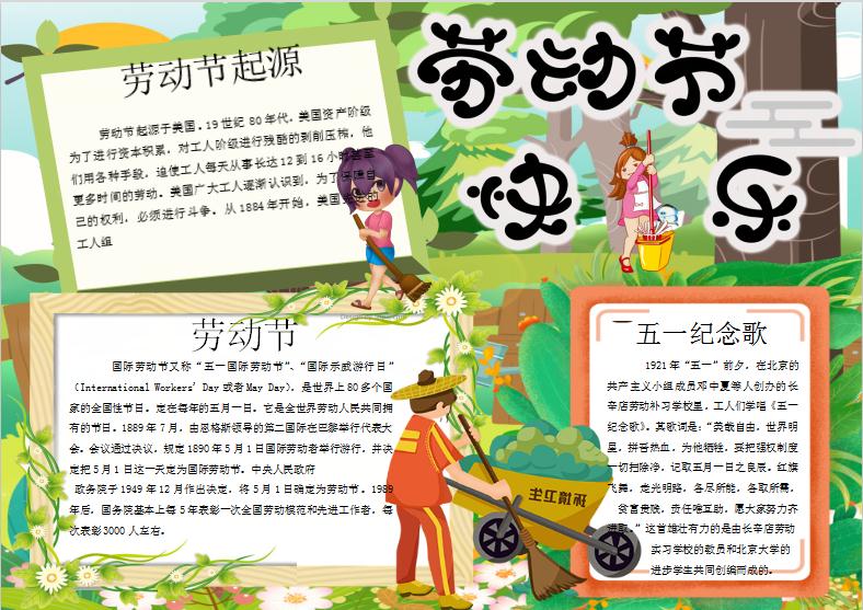 精美五一勞動節手抄報Word模板