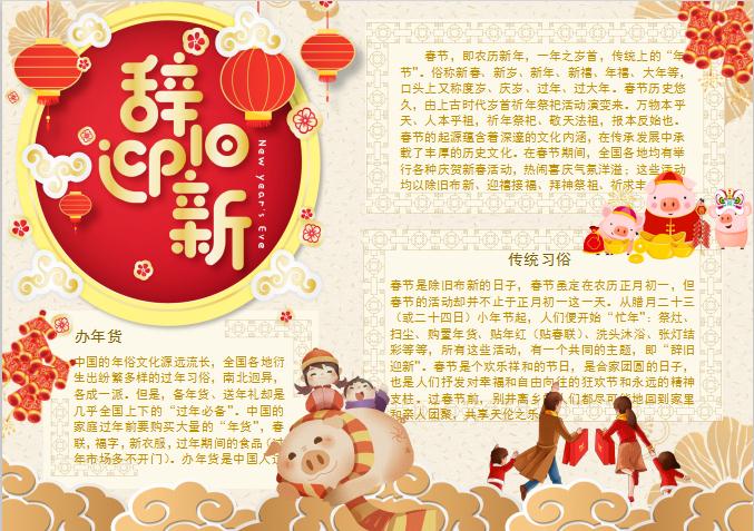 春節傳統習俗小報Word模板