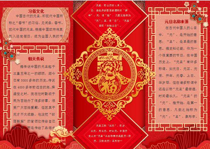 大紅喜慶豬年小報(bào)Word模板