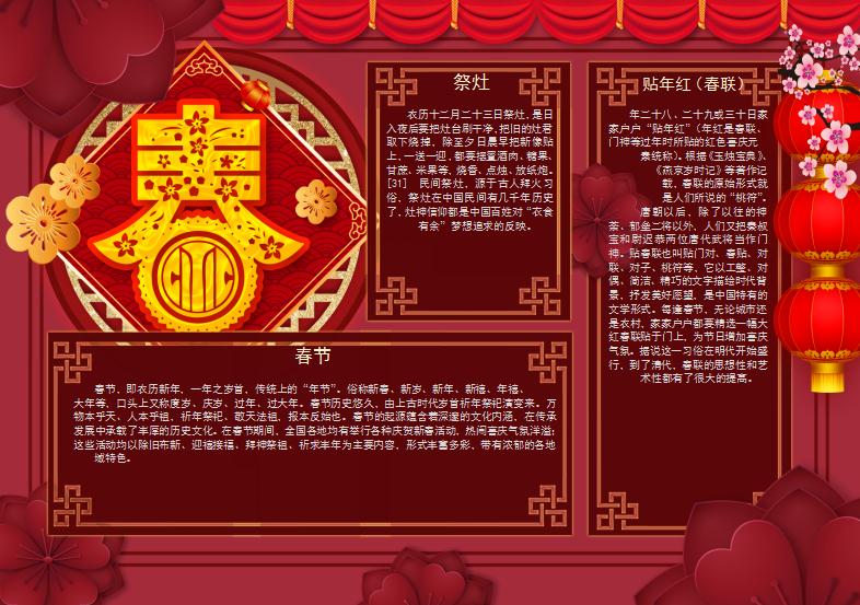 酒紅新年春節(jié)小報Word模板