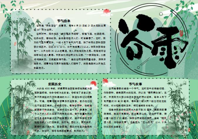 谷雨節氣介紹手抄報word模板