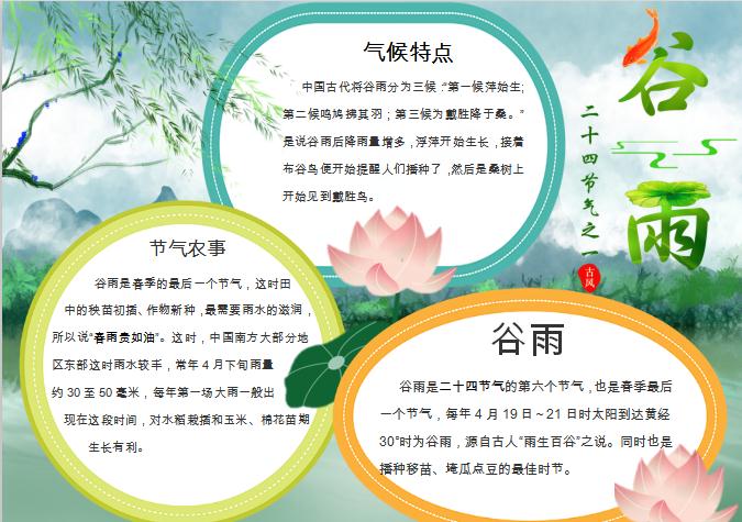 柳樹風谷雨節氣小報Word模板