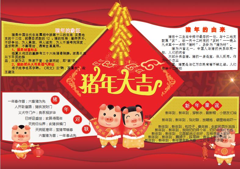 金紅大氣風(fēng)格新年手抄報(bào)Word模板