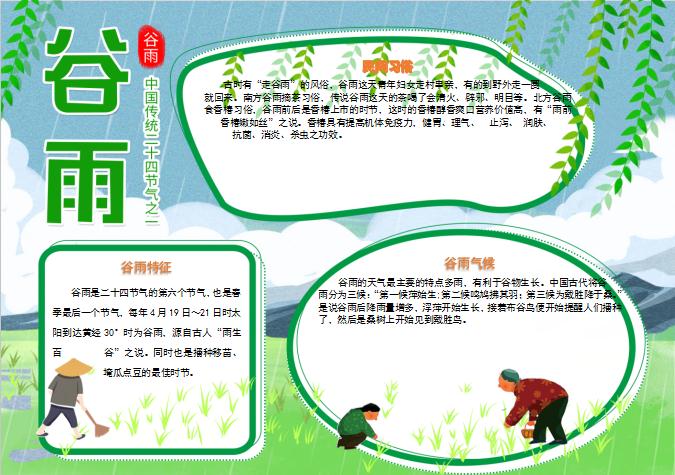 插秧谷雨節氣小報Word模板