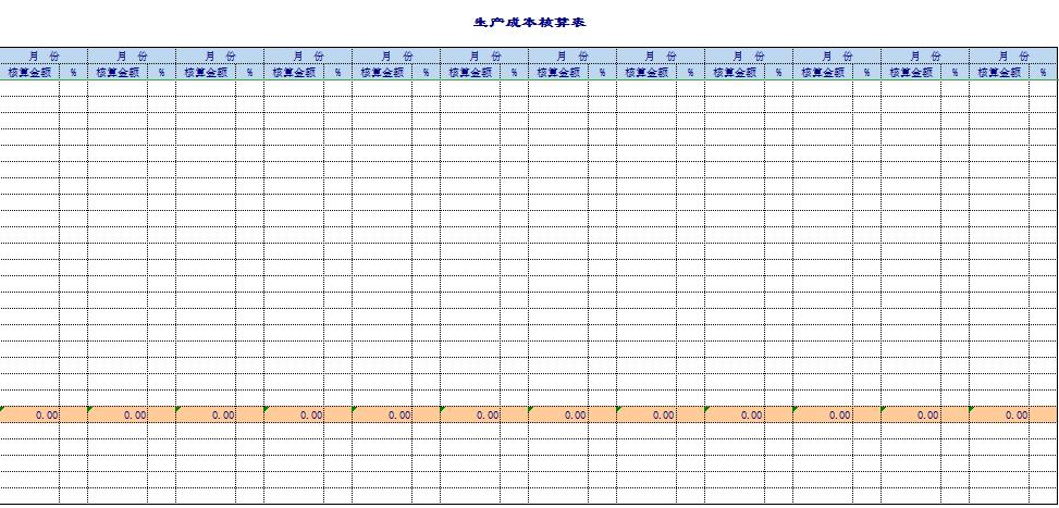 生產(chǎn)成本核算表excel模板