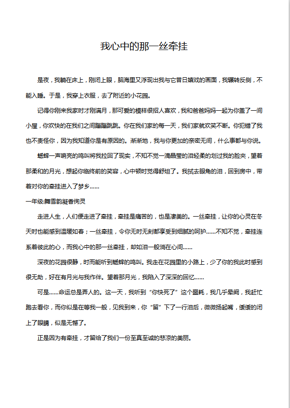 小學(xué)語文作文：我心中的那一絲牽掛