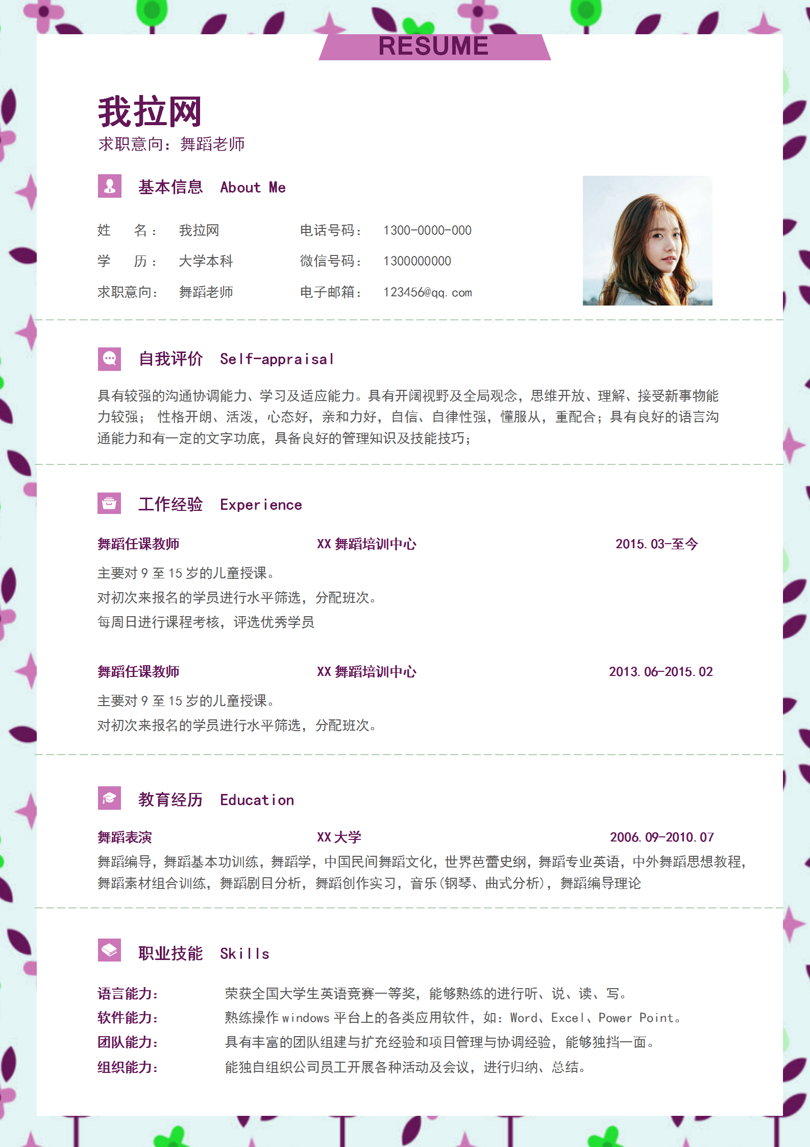 時尚創意舞蹈老師教練簡歷
