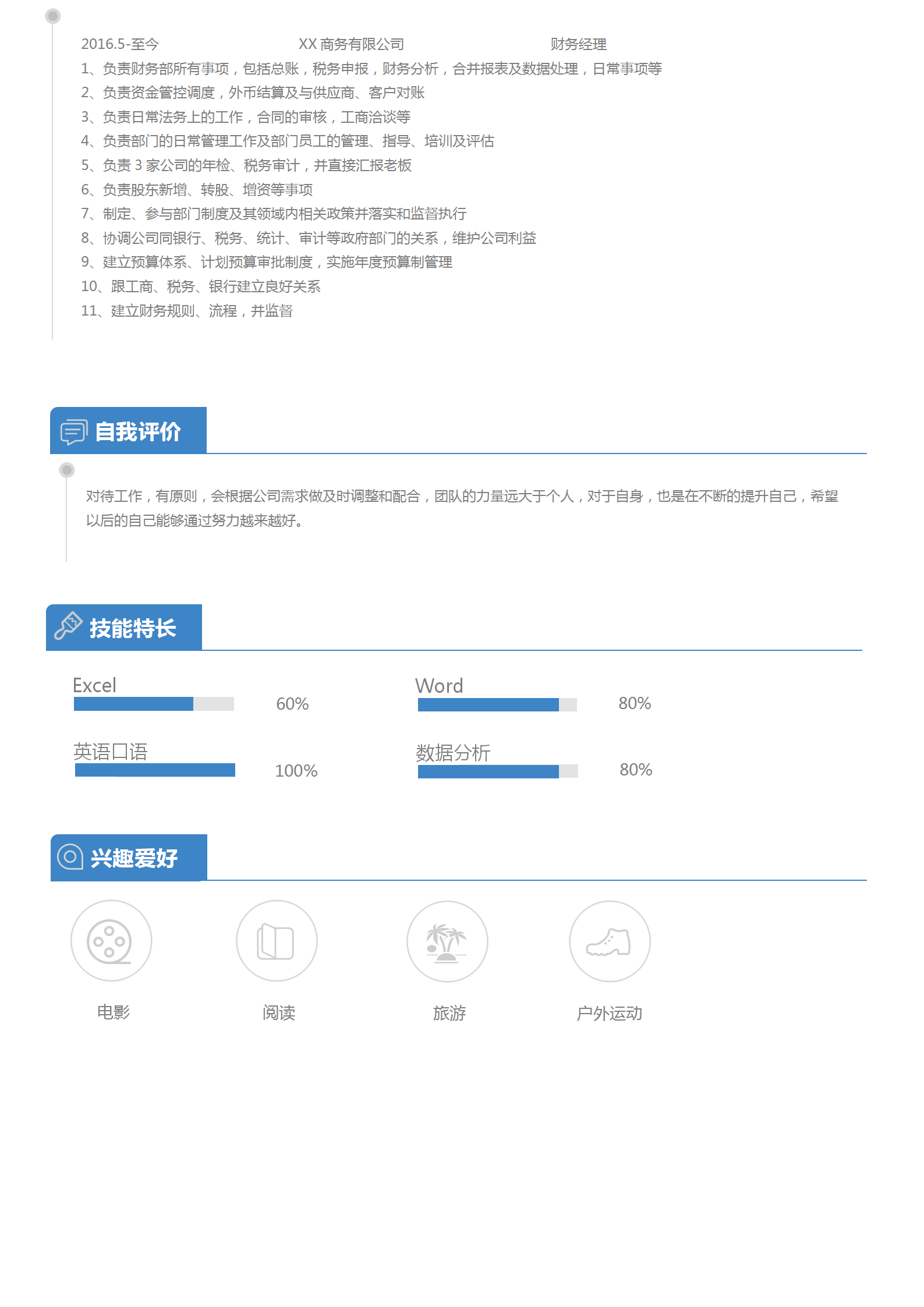 三年經驗財務主管個人簡歷-1