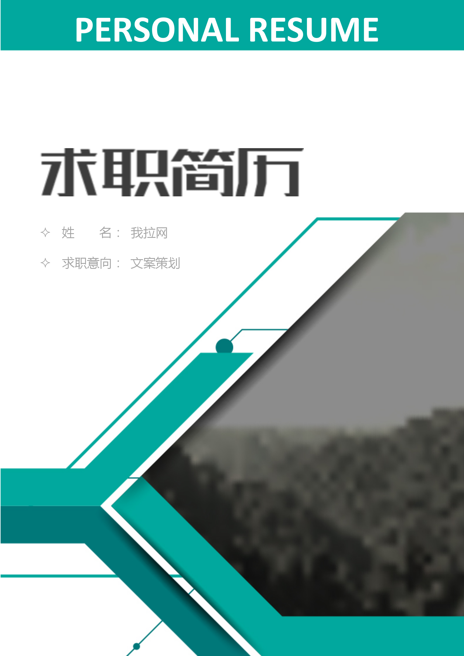 大氣商務文案策劃求職簡歷