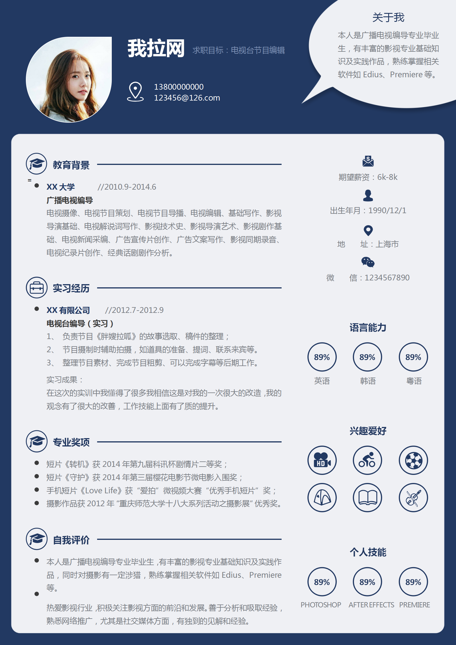 可愛時尚風編導專業編輯簡歷