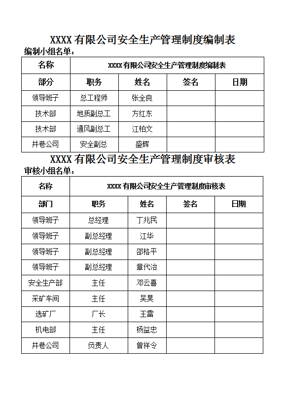 某礦業有限公司安全生產管理制度匯編word模板-1